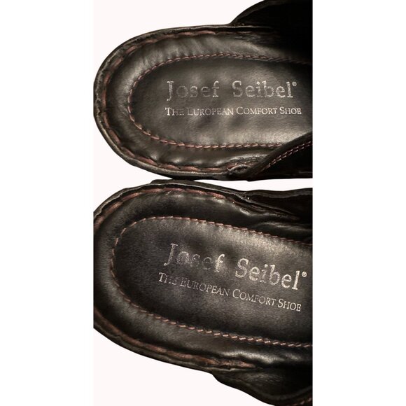 Josef Seibel Women Black Leather Slip-On Clogs Size 42‎ Comfort European Size 11 - Picture 10 of 14